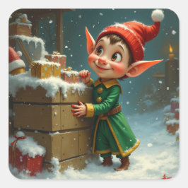 Ett älv med rött nagernellack fyrkantigt klistermärke