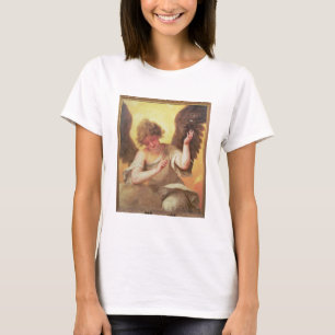 Ett ängelinnehav en Glass flaska Tee