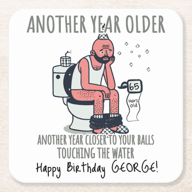 "Ett annat år äldre", Lusnyfödelsedagspresent Underlägg Papper Kvadrat (Framsidan)