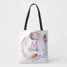 Ett Anpassade Monogrammed Boho Tote Bag