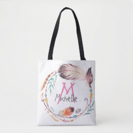 Ett Anpassade Monogrammed Boho Tote Bag Tygkasse