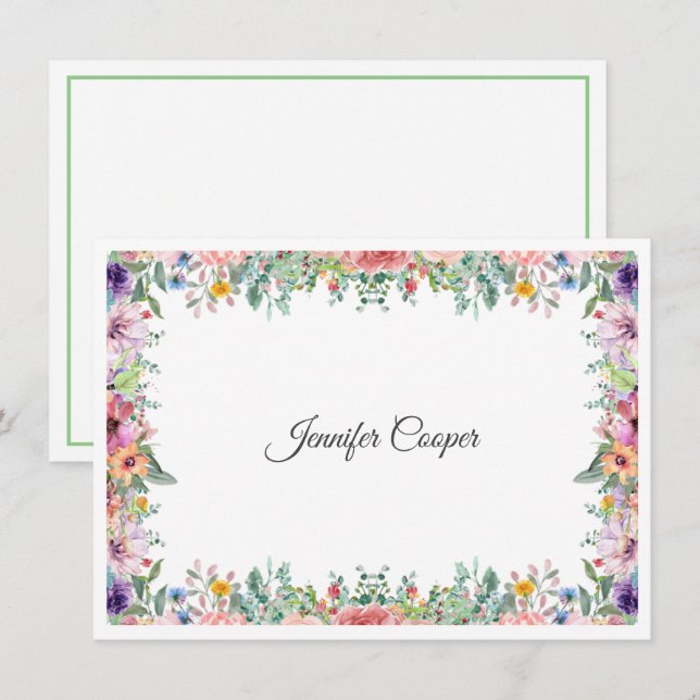 Ett anpassat engelskt Garden Bouquet-namn Anteckningskort (Fram/baksida)