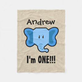 Ett ansikte A18 för elefant för 1st födelsedag för Fleecefilt