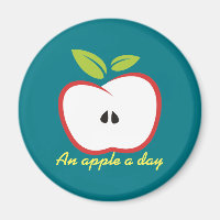 Ett äpple med röd kontur och grönt löv