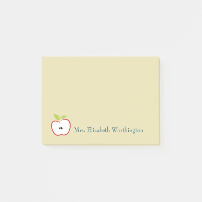 Ett äpple med röd kontur och grönt löv post-it block (Framsida)