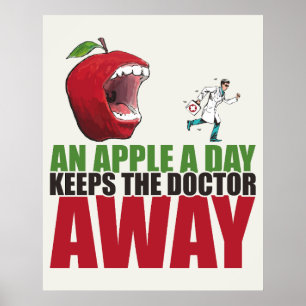 Ett äpple om dagen Behållor Doktor Away-lättäpple Poster