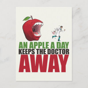 Ett äpple om dagen Behållor Doktor Away-lättäpple Vykort