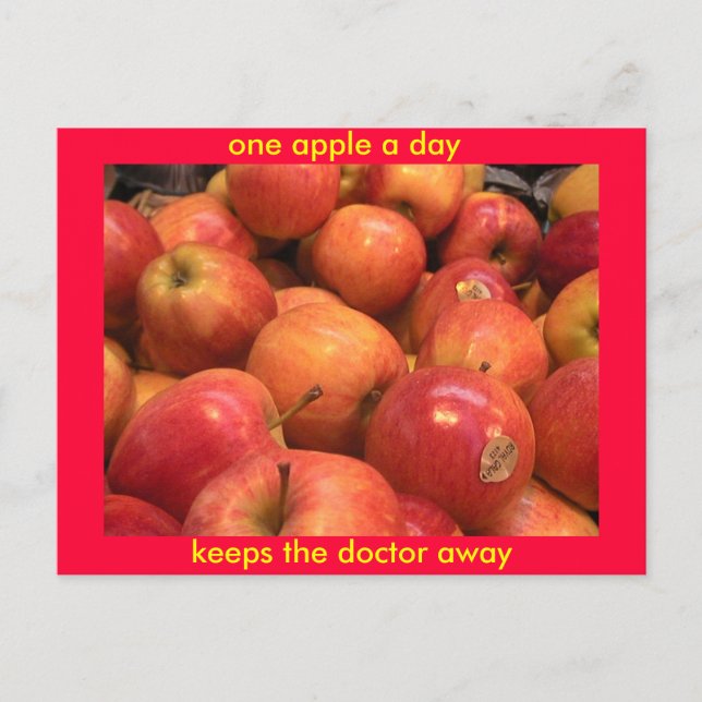 Ett äpple om dagen, behållor doktor bort vykort (Framsida)