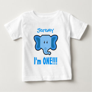 Ett år 1:a födelsedagspojken med Elephant V01 Tee