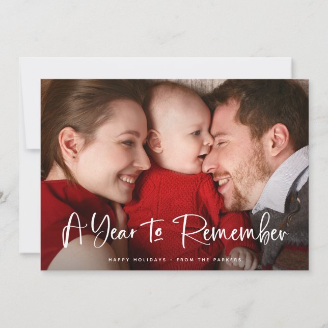 Ett år att komma ihåg | Handskrivet skript med fot Julkort (Framsida)