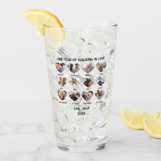 Ett år av att gå i kärlek 12 hjärta fotokollage glaskopp