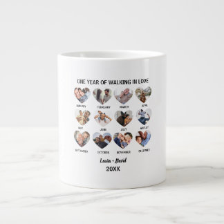 Ett år av att gå i kärlek 12 hjärta fotokollage jumbo mugg