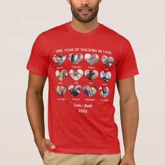 Ett år av att gå i kärlek 12 hjärta fotokollage t shirt