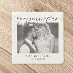 Ett år av första Bröllop-årsdagen Stenunderlägg<br><div class="desc">Skapa din egen anpassningsbar-foto i första bröllop-årsjubileet. Enkel att anpassa genom att lägga till en av dina favoriter bilder och din egen text.</div>