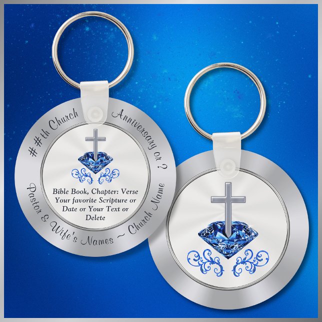 Ett år - dyrt kyrkans minnesdag - favoriter nyckelring (Cheap Church Favors or Cheap Gifts for Congregation. Church Anniversary Ideas. Church Party Supplies)
