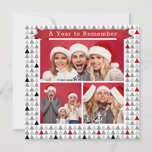 Ett år för att komma ihåg God jul Modern 3-foto (Framsida)
