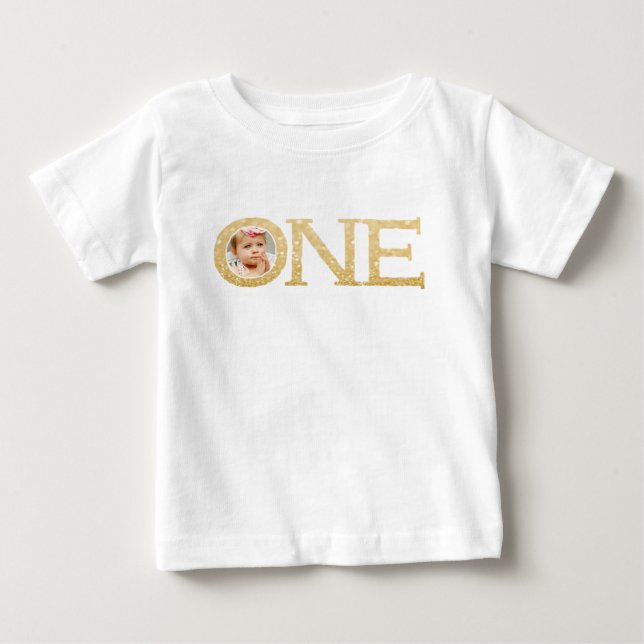 Ett år gammal 1:a födelsedag Baby Småbarn T-Shirt (Framsida)