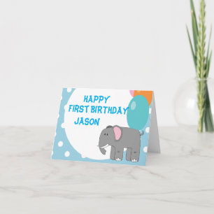Ett år gammal elefant från baby, födelsedag kort