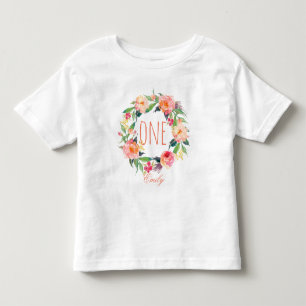 Ett år gammal födelsedagseftermiddag Flicka Blom T-shirt