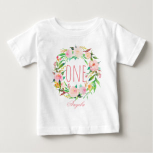 Ett år gammal födelsedagspresent Flicka Blommigt a Tee Shirt