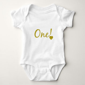 Ett år gammal Guld Glitter Baby Jersey Bodykostym Tee Shirt