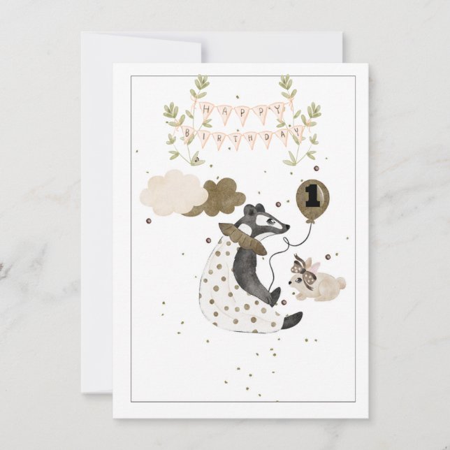 Ett år gammal pojke Baby djur födelsedag (Framsida)
