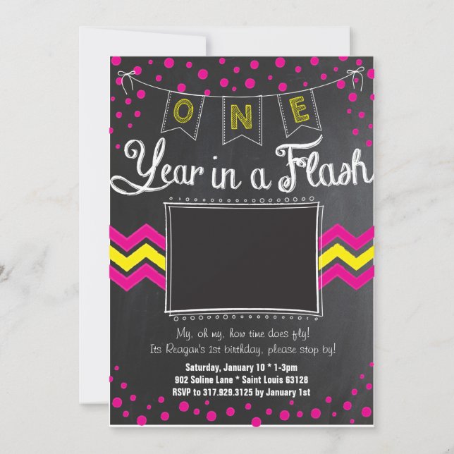 Ett år i en Flash-födelsedagsinbjudan Inbjudningar (Framsida)