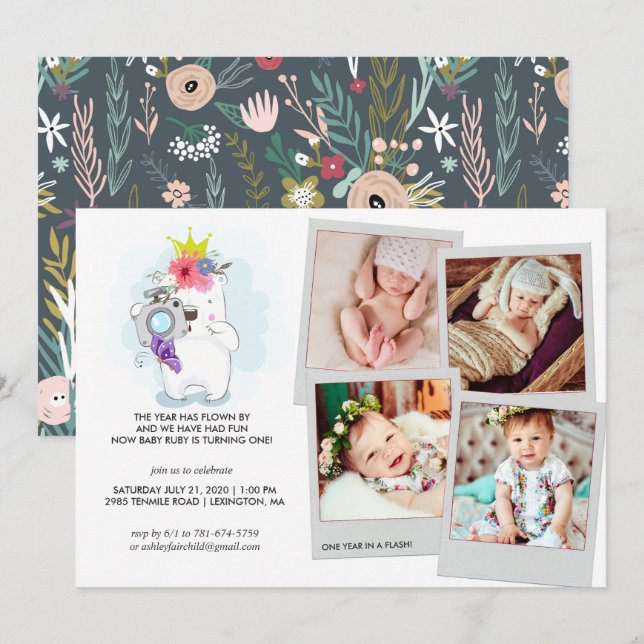 Ett år i en Flash | Inbjudan till fotokollage (Fram/baksida)