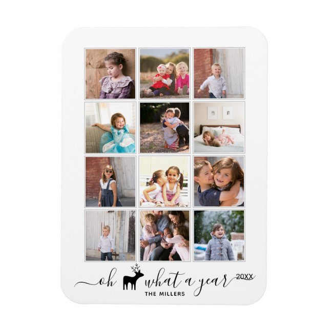 Ett år i recensionen av fotokollage svart... magnet (Vertikal)