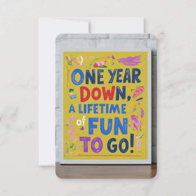 "Ett år ner, en Roligt att gå!" Inbjudningar (Framsida)