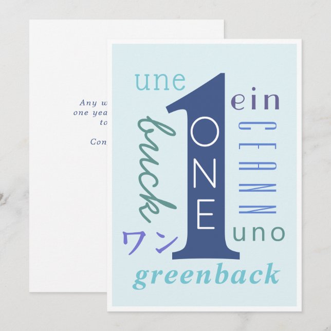 Ett år Sober Kort (Fram/baksida)