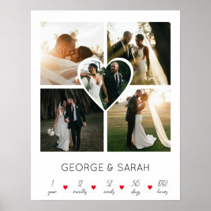 Ett år tillsammans bröllopsjubileum 5 Foto Poster