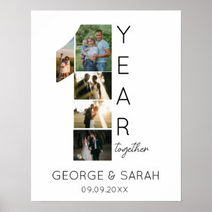 Ett år tillsammans bröllopsjubileum 5 Foto Poster