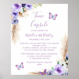 Ett års filtrerad fjäril från födelsedagsknappen poster