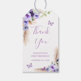 Ett års fjärilshuggning, födelsedagsdag, Tack Presentetikett