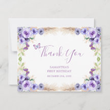 Ett års fjärilspapper första födelsedag Blommigt