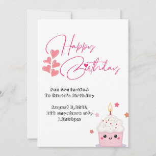 ett års födelsedags rosa inbjudan för design