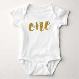 Ett års gammal Cute Golden Glitter Baby Bodykostym T Shirt