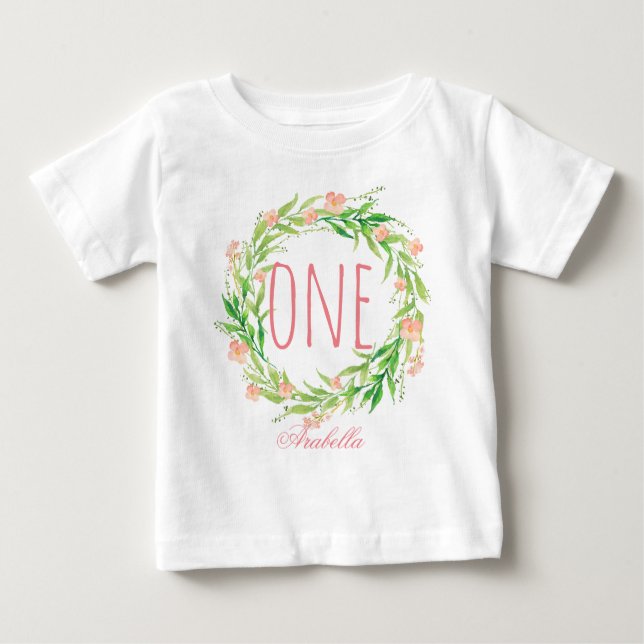 Ett års gammal födelsedagstid Flicka Blommigt Utan Tröja (Framsida)