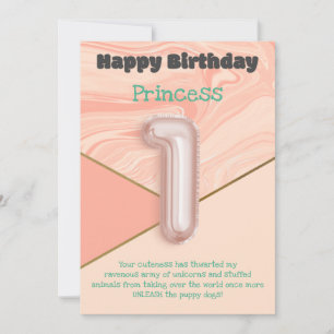 Ett års Grattis på födelsedagen-kort för flickor