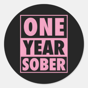 Ett års sober Recovering 1 års sobriety Annivers Runt Klistermärke
