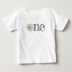 Ett Års Vit Prästkrage Blomma T Shirt