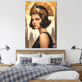 Ett Art Deco Damsel AI-koncept Art. Xzendor7 Canvastryck