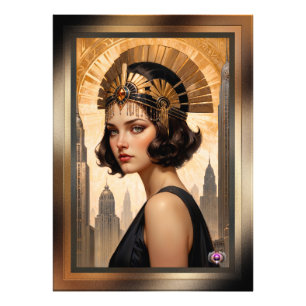Ett Art Deco Damsel AI-koncept Art. Xzendor7 Fototryck