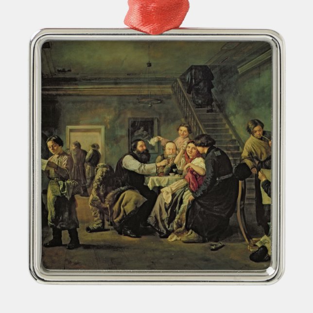 Ett ätahus, 1859 julgransprydnad metall (Framsidan)