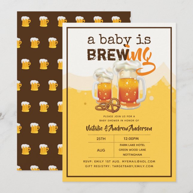 Ett Baby andas mamma Pint Beer Modern Boy Girl Inbjudningar (Fram/baksida)