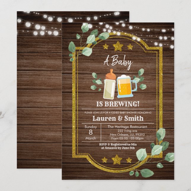 Ett Baby bjuder in meded Baby Shower Inbjudningar (Fram/baksida)