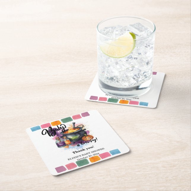 Ett Baby brinner | Cute Halloween Baby Shower Underlägg Papper Kvadrat (Insitu)