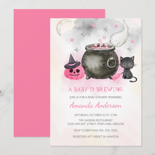 Ett Baby brinner |Cute Halloween Girl Baby Shower Inbjudningar (Fram/baksida)