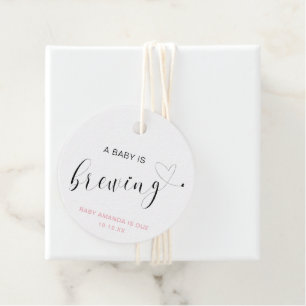 Ett Baby brinner en Rosa för spädbarn i  för hjärt Gåvor Etiketter